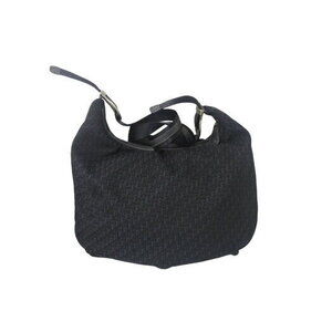 Christian Dior Shoulder Bag Trotter Line Canvas Leather Black